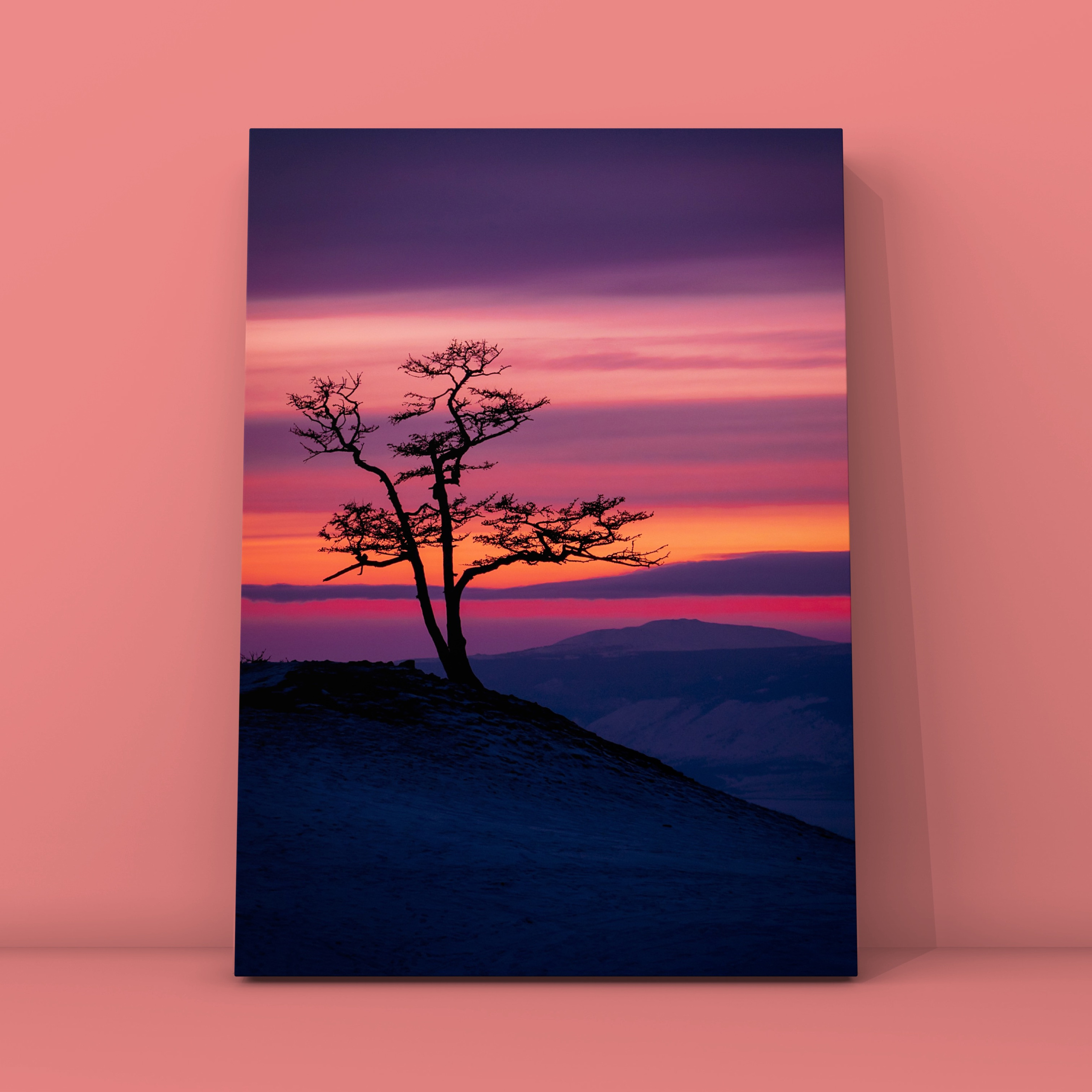 Дерево Ольхон сиреневый закат. Фотограф в Москве Сергей Коршунов