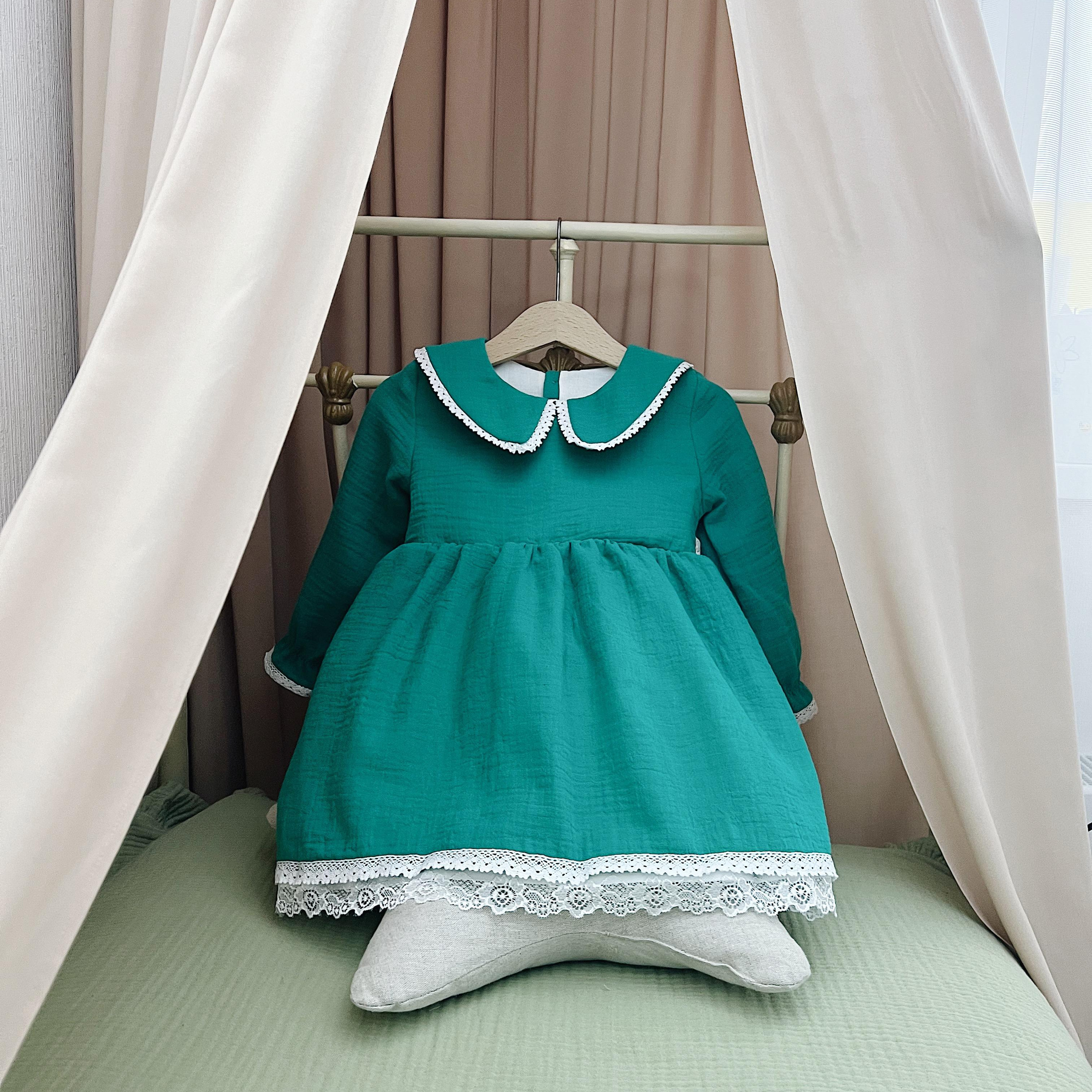 N-045 Платье «Шарлотта» 80-86 нефрит. Эко-одежда для детей