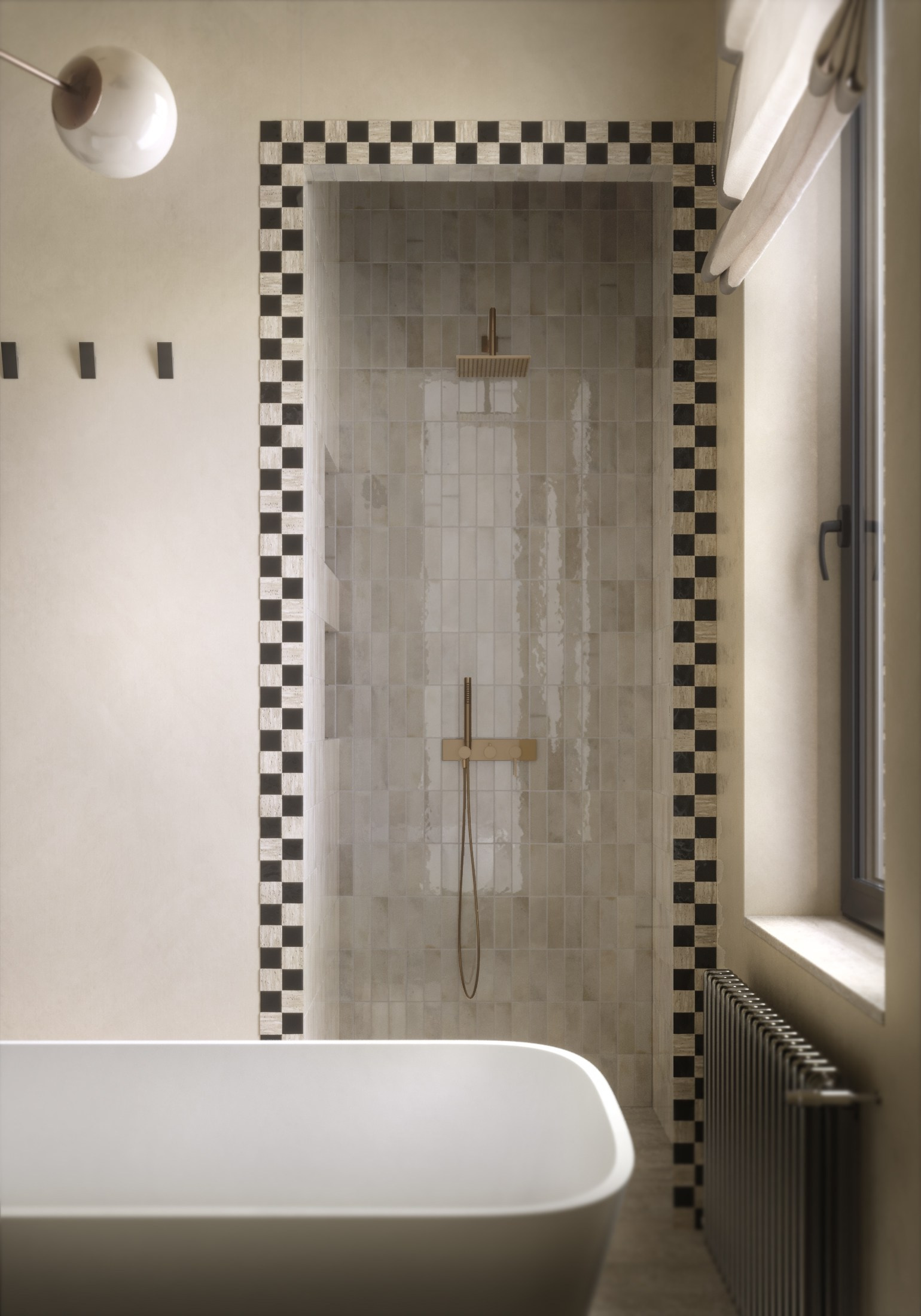 3D visualization of the master bathroom designed by Sabina Valieva. 3D visualization for architects and designers