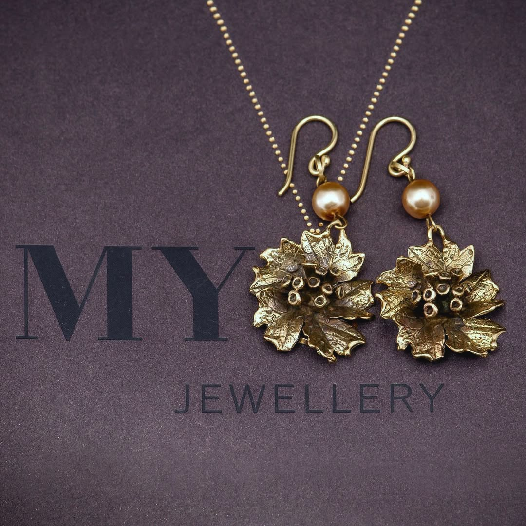 дизайнерское украшение серьги цветы с жемчугом