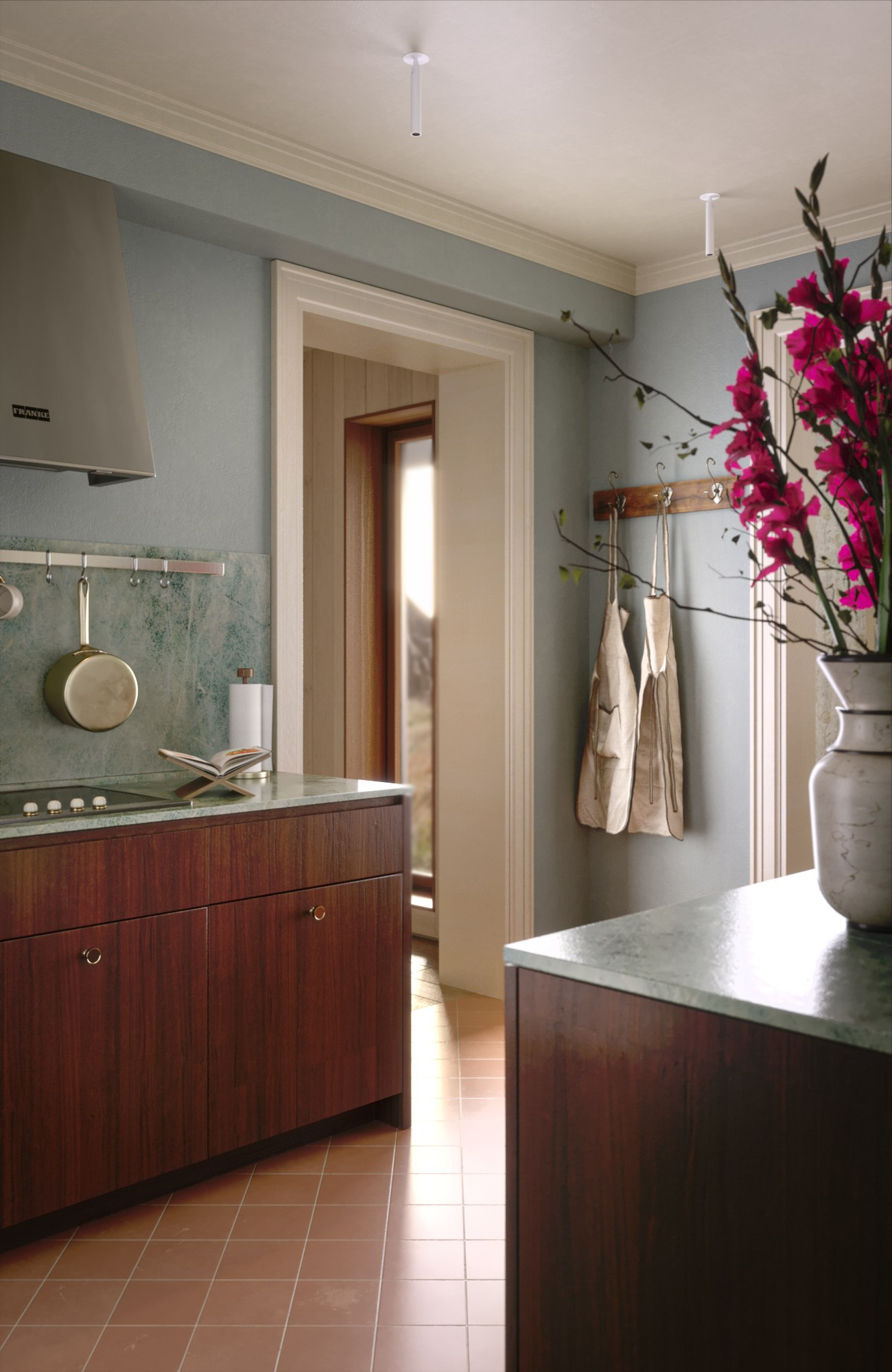 Honey Wood Kitchen by Alena Krasnova. 3D visualization for architects and designers