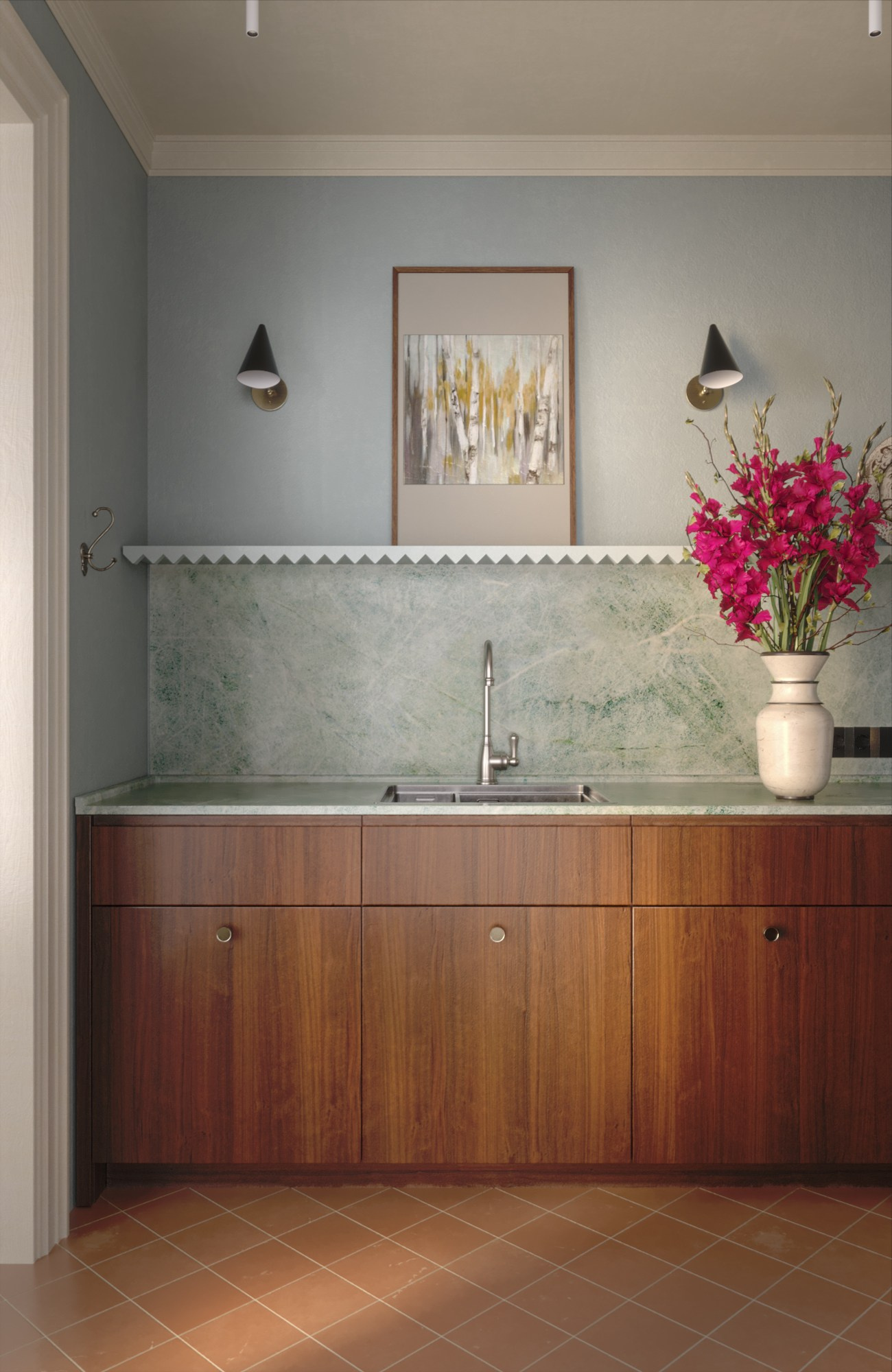 Honey Wood Kitchen by Alena Krasnova. 3D visualization for architects and designers