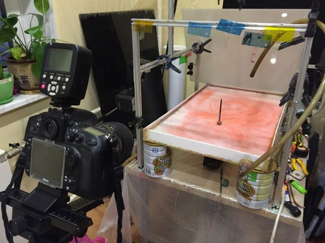 Установка и настройка оборудования. Поддон для съемки капель.