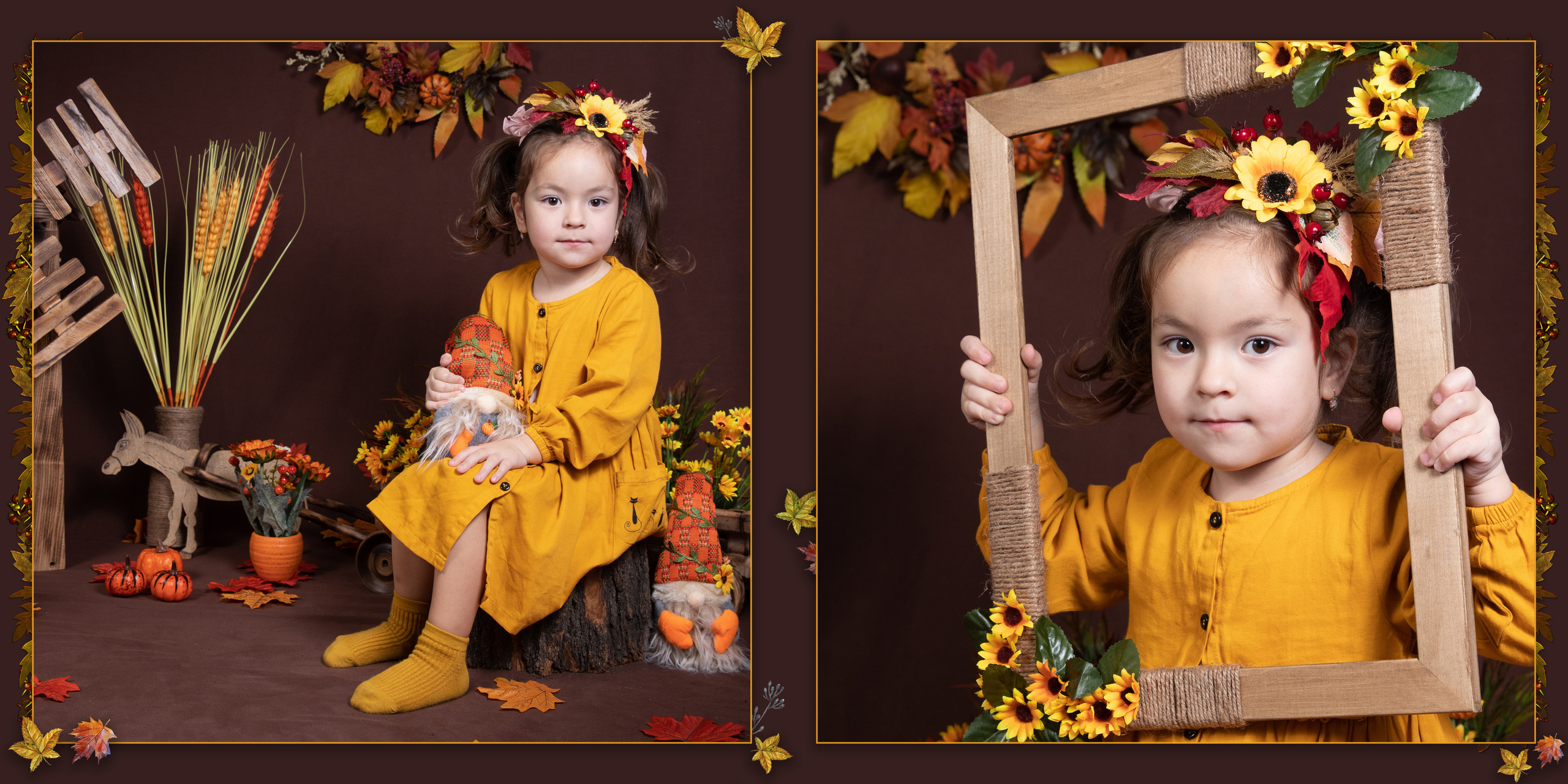 Краски осени. Детский фотограф в Алматы, виньетки, выпускной альбом Алматы