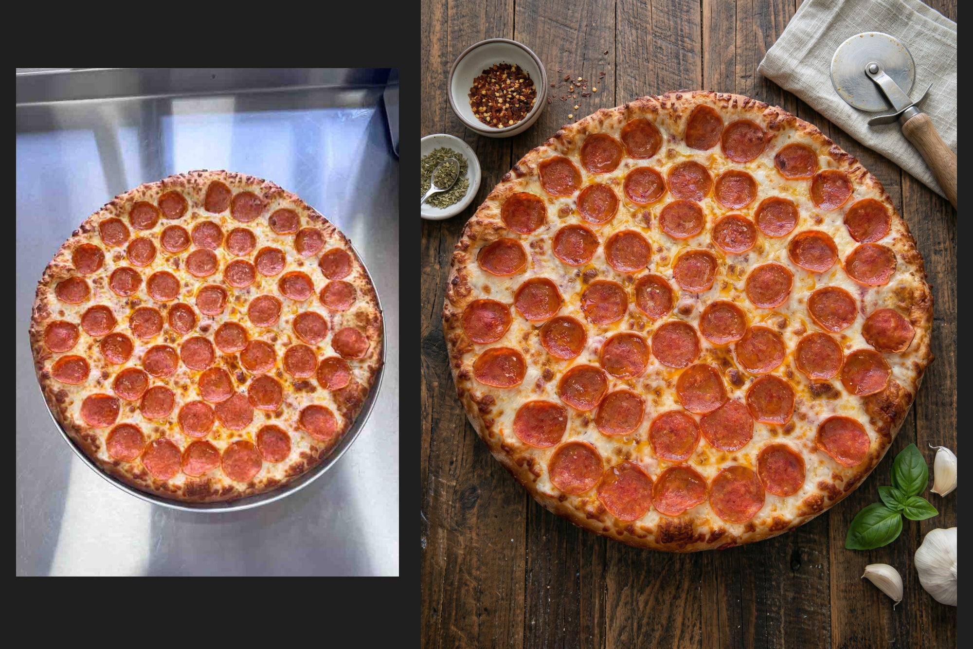 Генерация профессиональной фотографии из снимка смартфона - Пицца