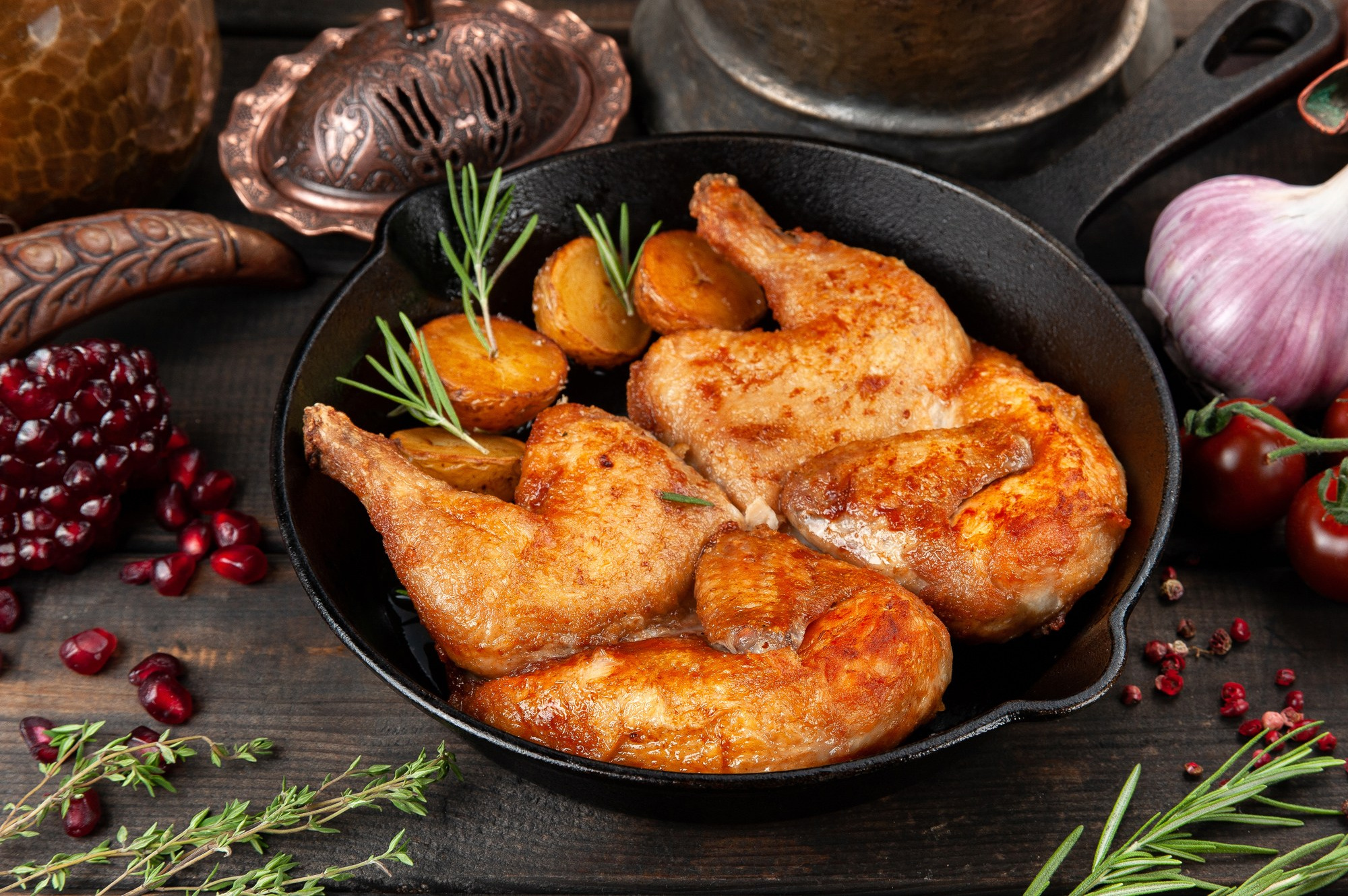 фуд фотограф Москва, фуд фото, запеченная курица, цыпленок табака, грузинская кухня