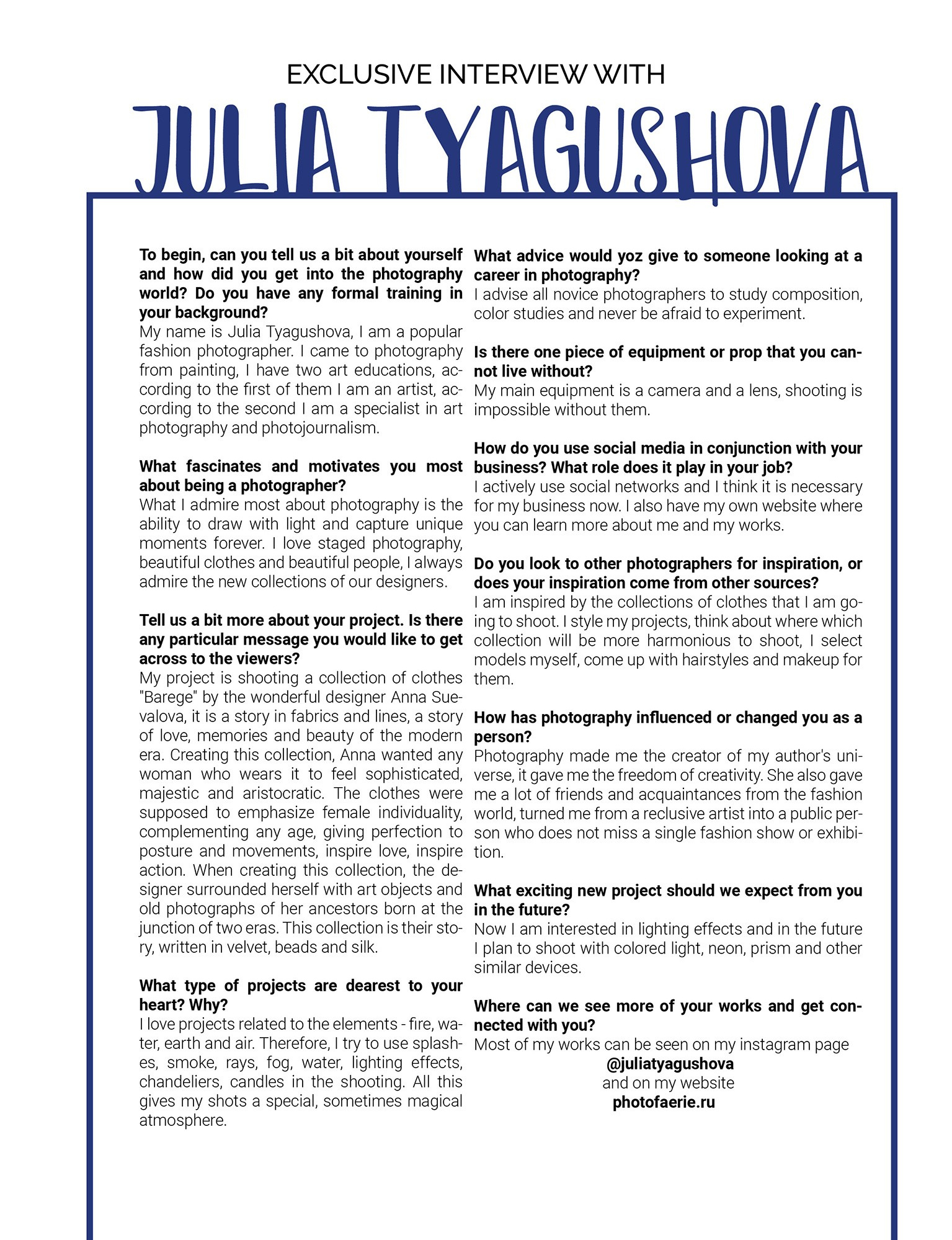 Фотограф в Москве. Fine Art & Fashion фотограф в Москве Тягушова Юлия