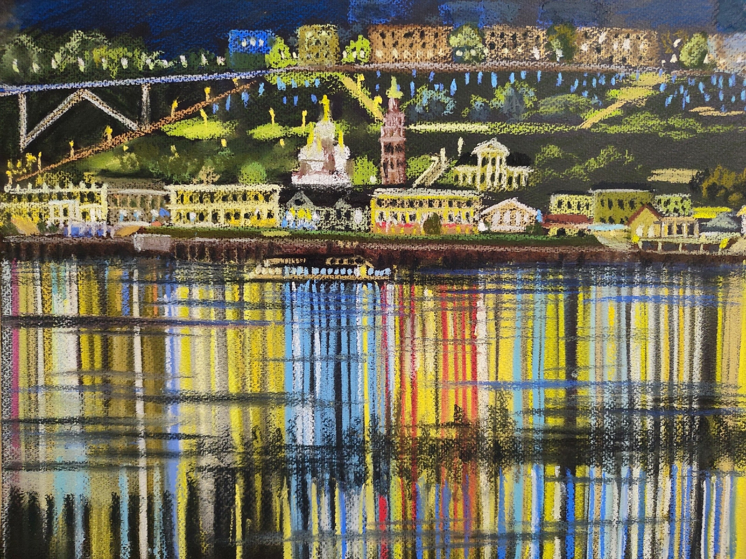 картины, интерьерные картины, пастель, картины маслом, масло, природа, живопись, город, мост, река, монастырь