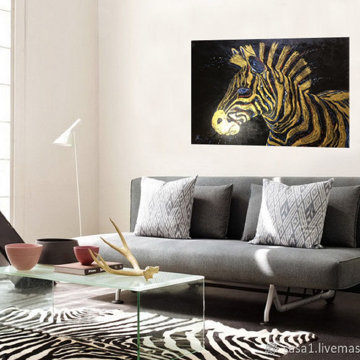 картина солнечная зебра абстракция анималистика
