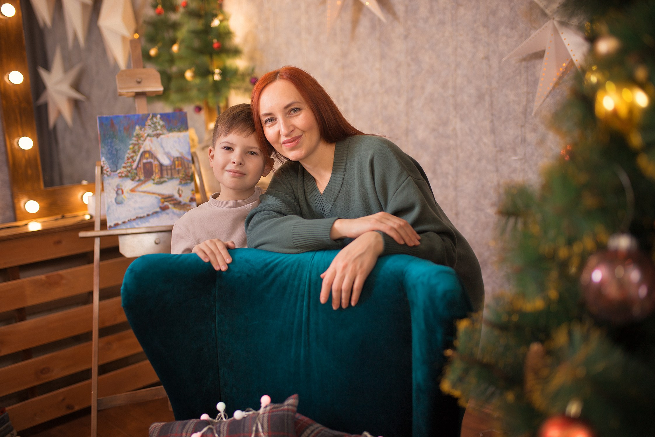 Новогодний портрет мамы с сыном