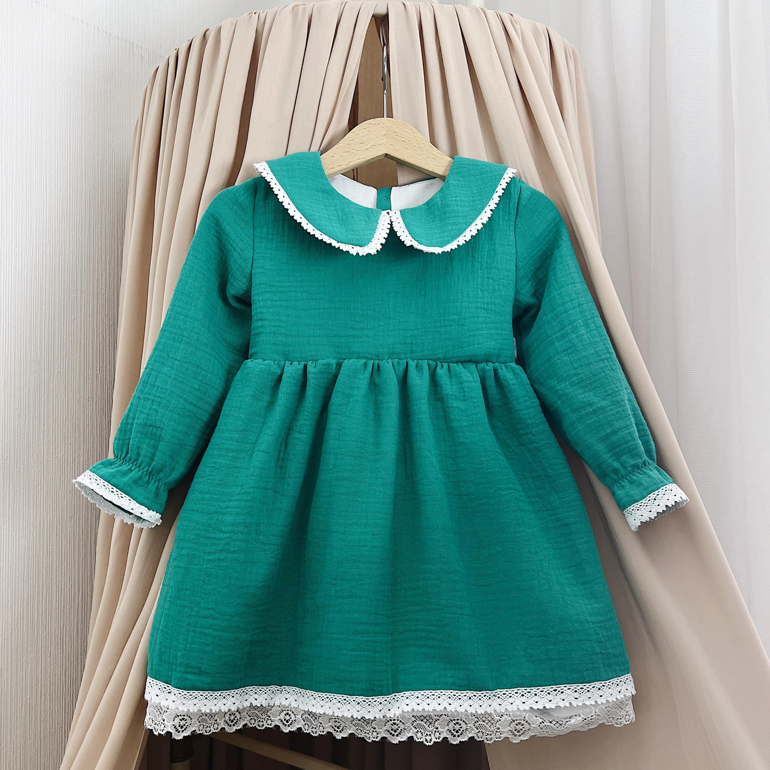 N-045 Платье «Шарлотта» 80-86 нефрит. Эко-одежда для детей