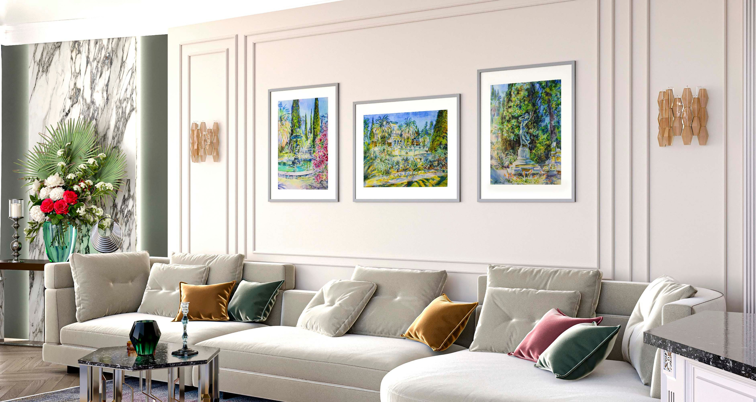 Картина «Дендрарий. Вилла "Надежда»   художника Галины Поплавской в интерьере 