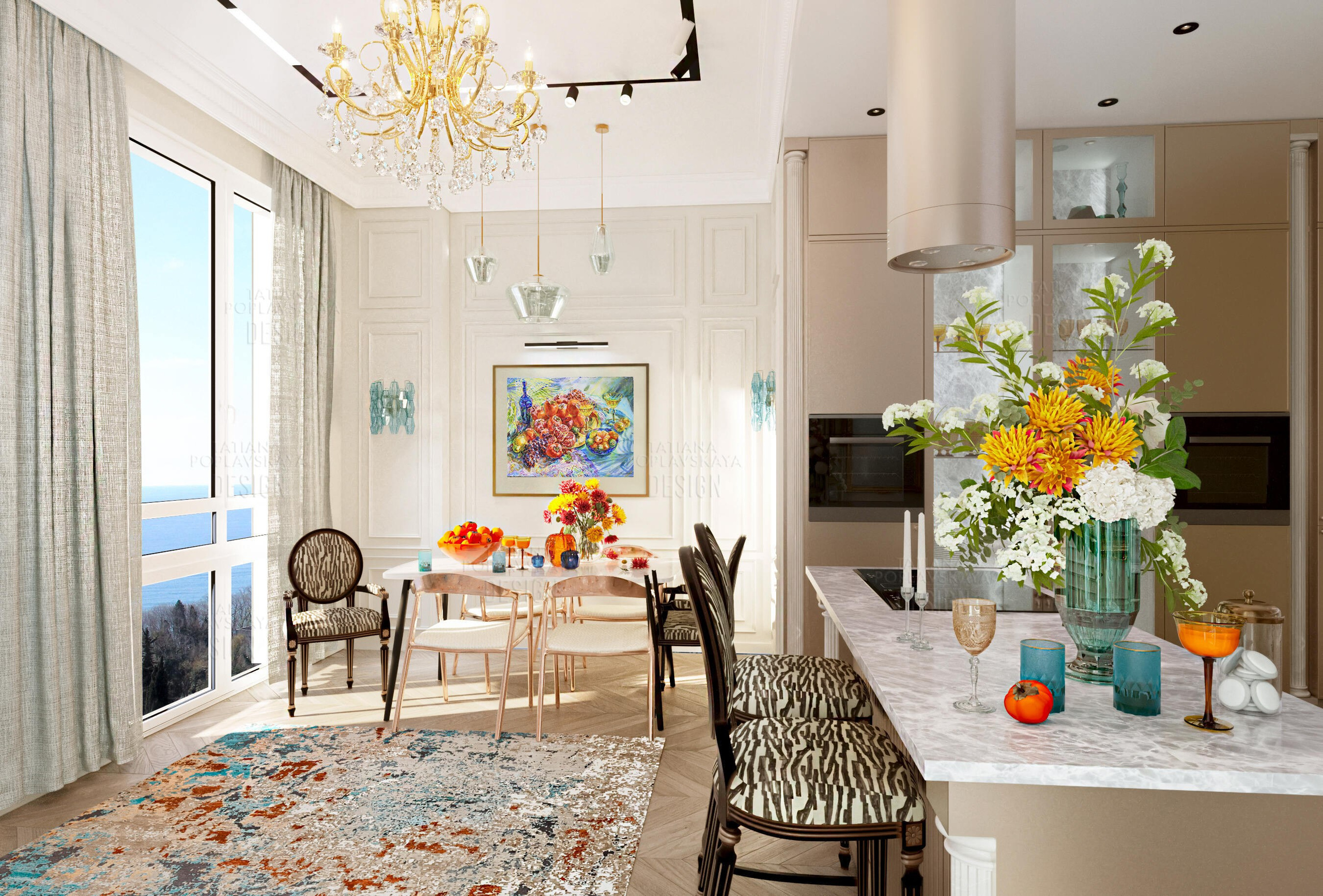 Дизайн квартиры Сочи в стиле современной классики. Интерьерный дизайнер в Сочи Поплавская Татьяна. Проектирование интерьеров и организация процесса ремонта