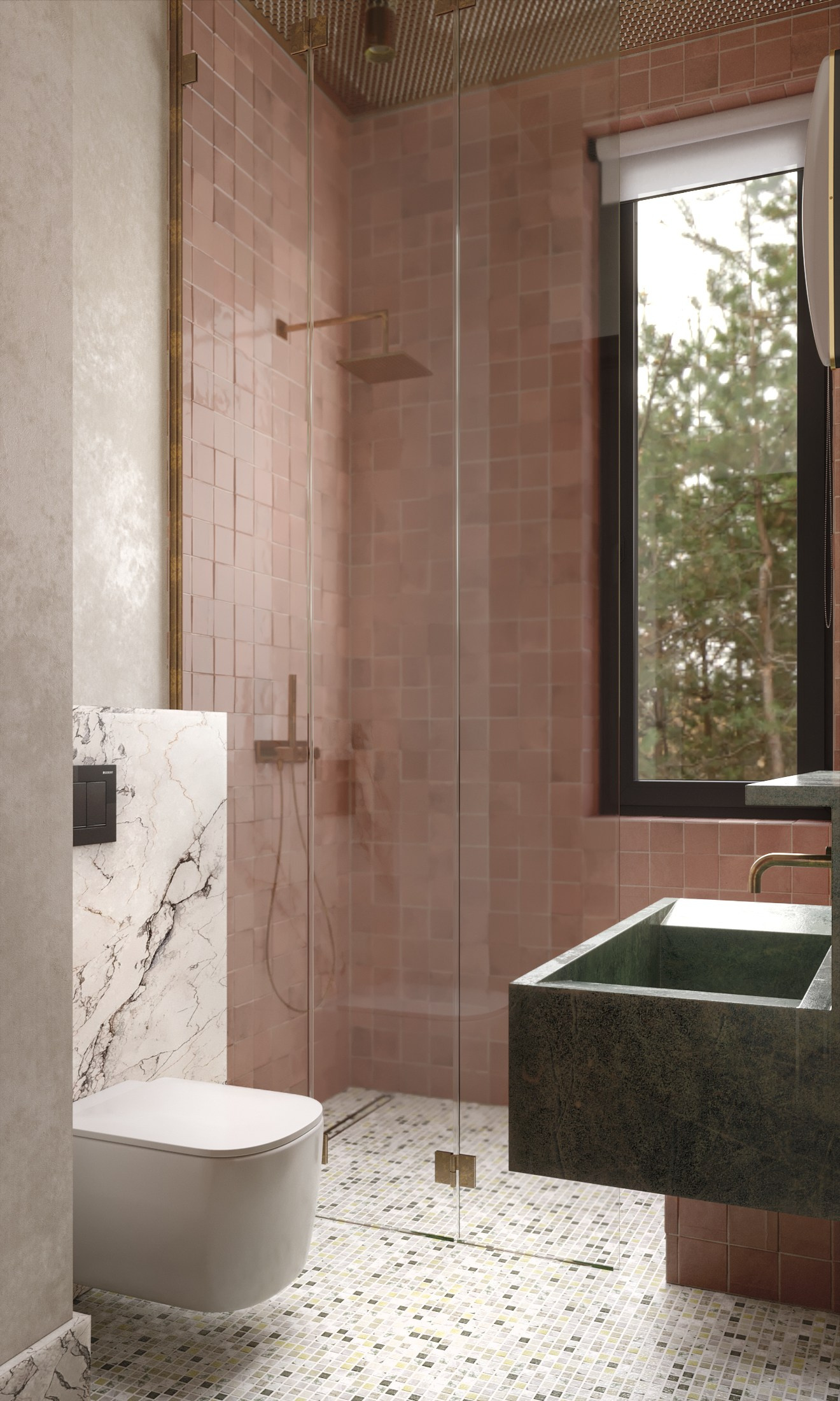 3D visualization of the bathroom for Sabina Valieva. 3D visualization for architects and designers