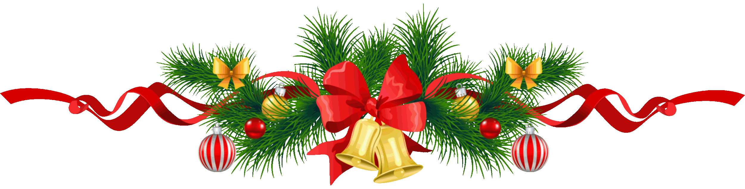 Новогодние колокольчики на еловых ветках.