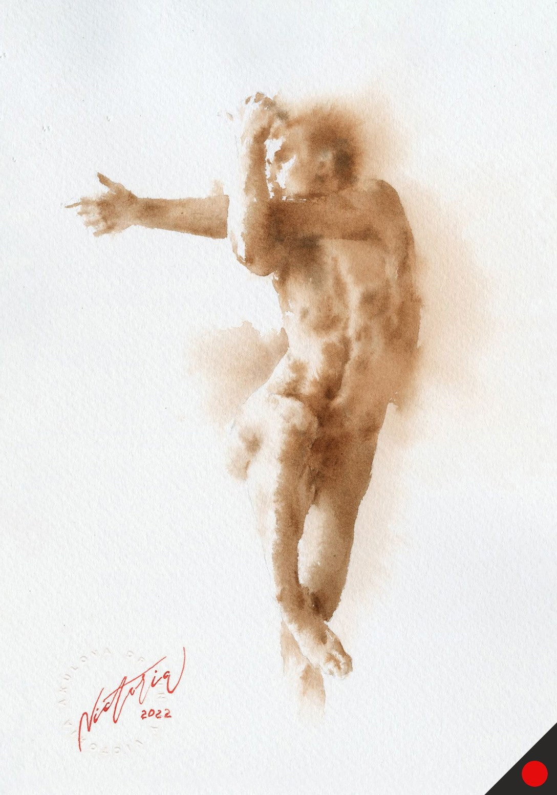 Акварельные работы в монохроме, эротика в акварели