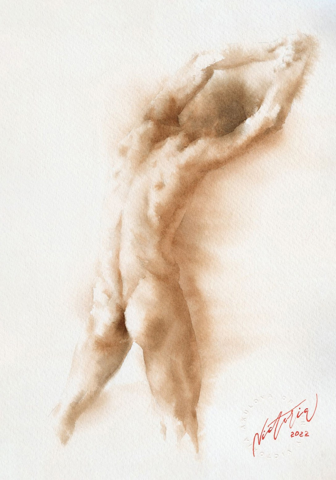 Акварельные работы в монохроме, эротика в акварели