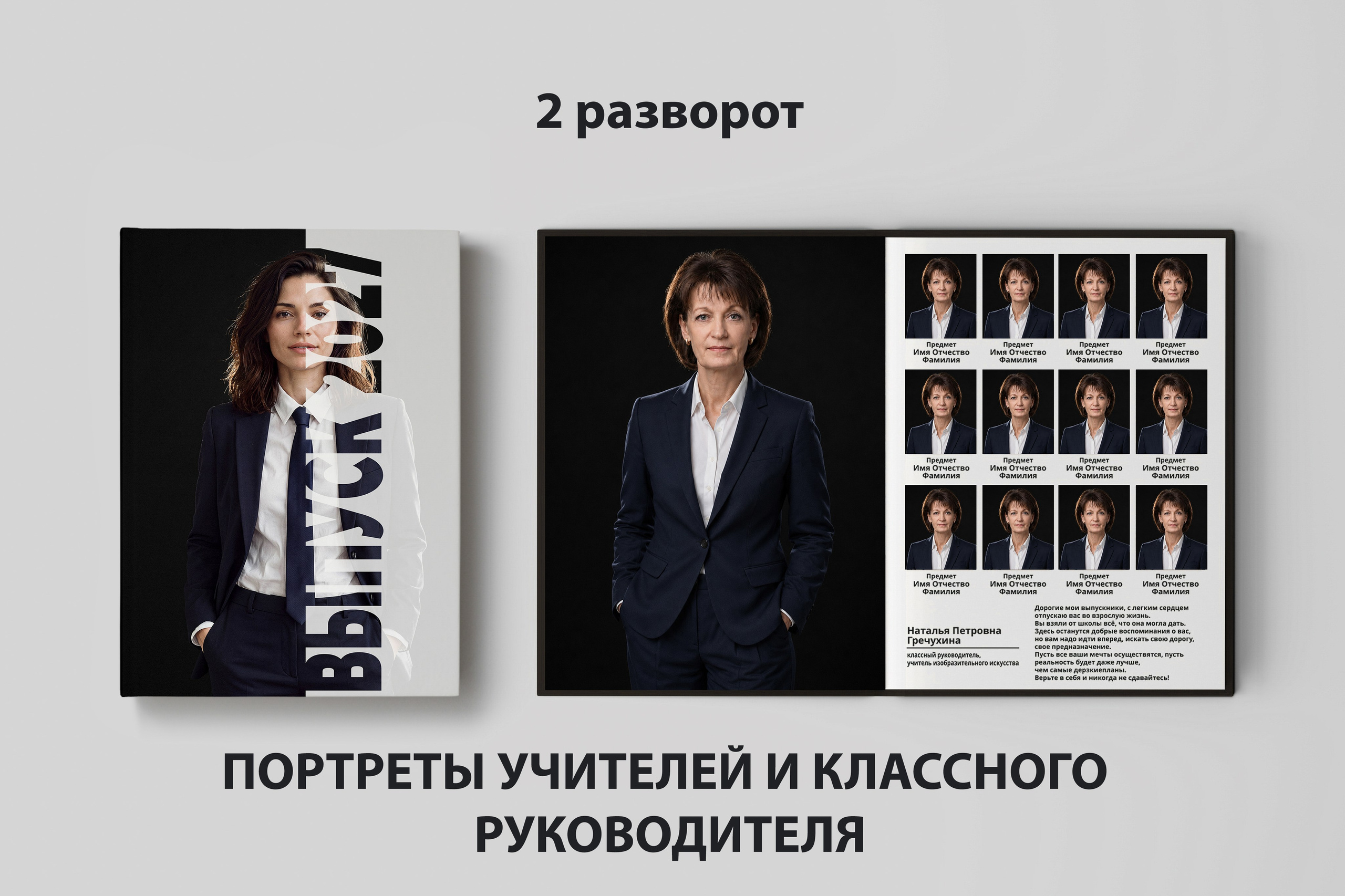 Разворот с учителями для выпускного альбома