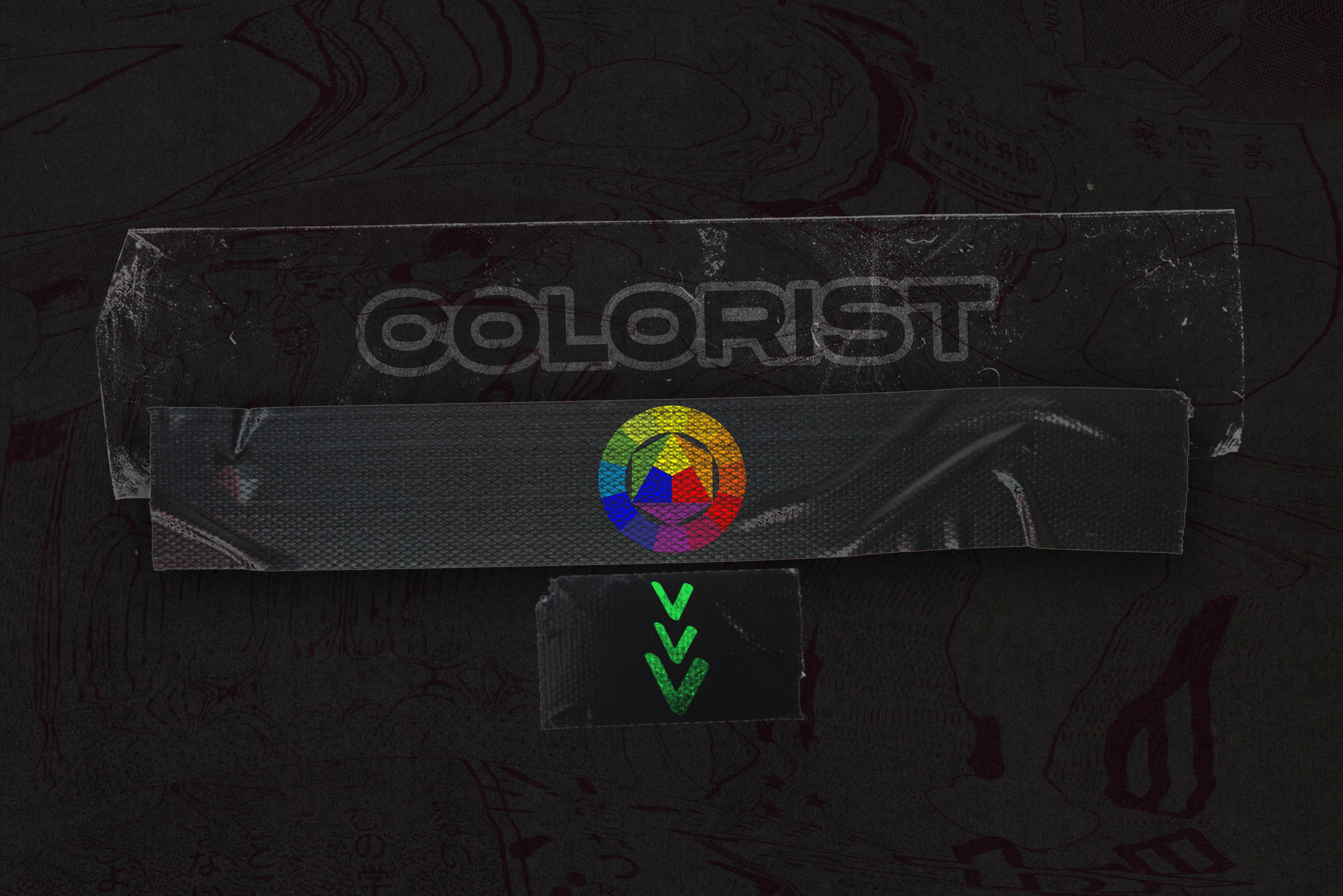 Две ленты, на которых изображен символ колористики