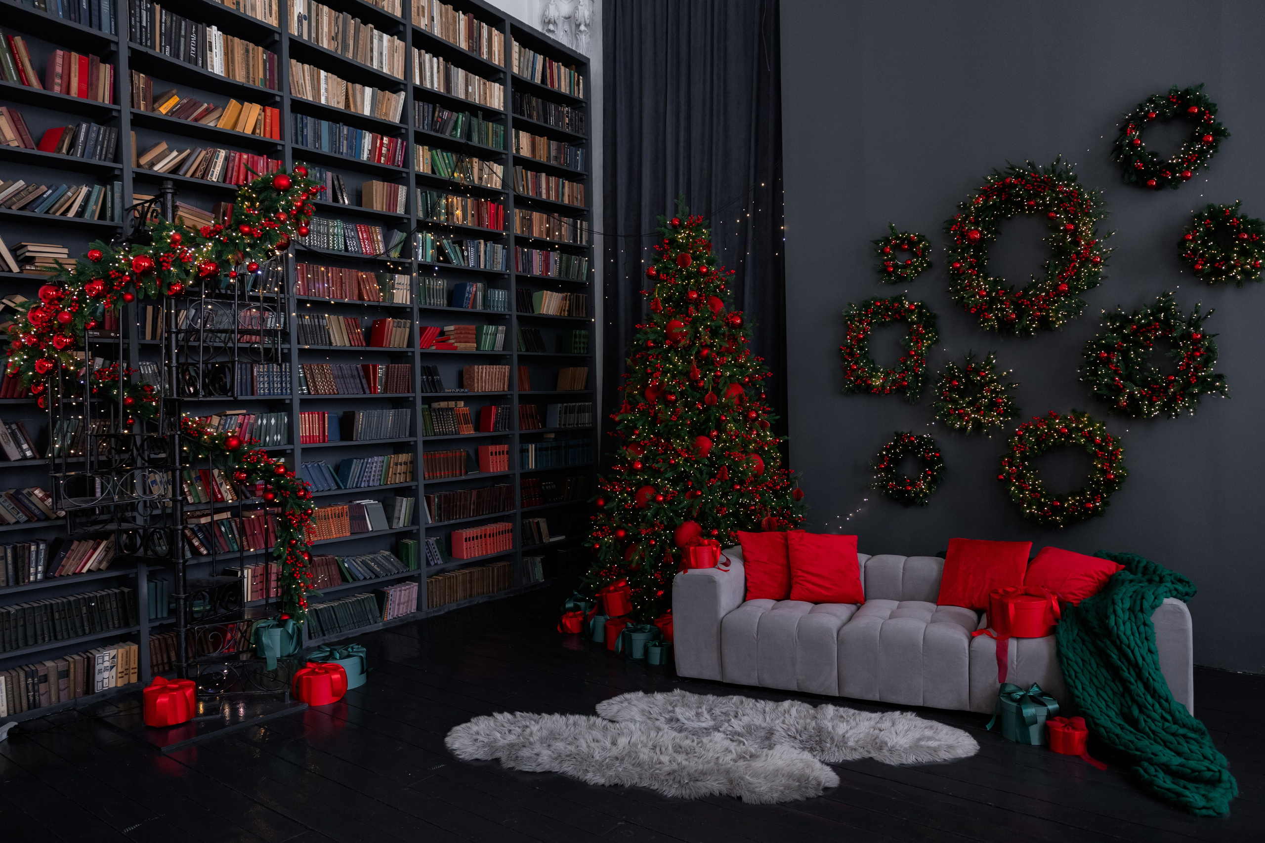 большая библиотека и ёлка