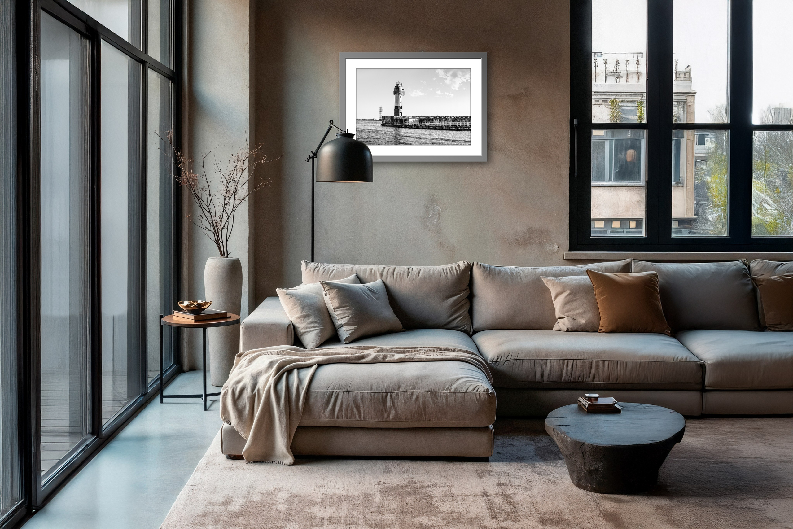 Черно-Белая Ч/Б Маяк море пейзаж Сочи