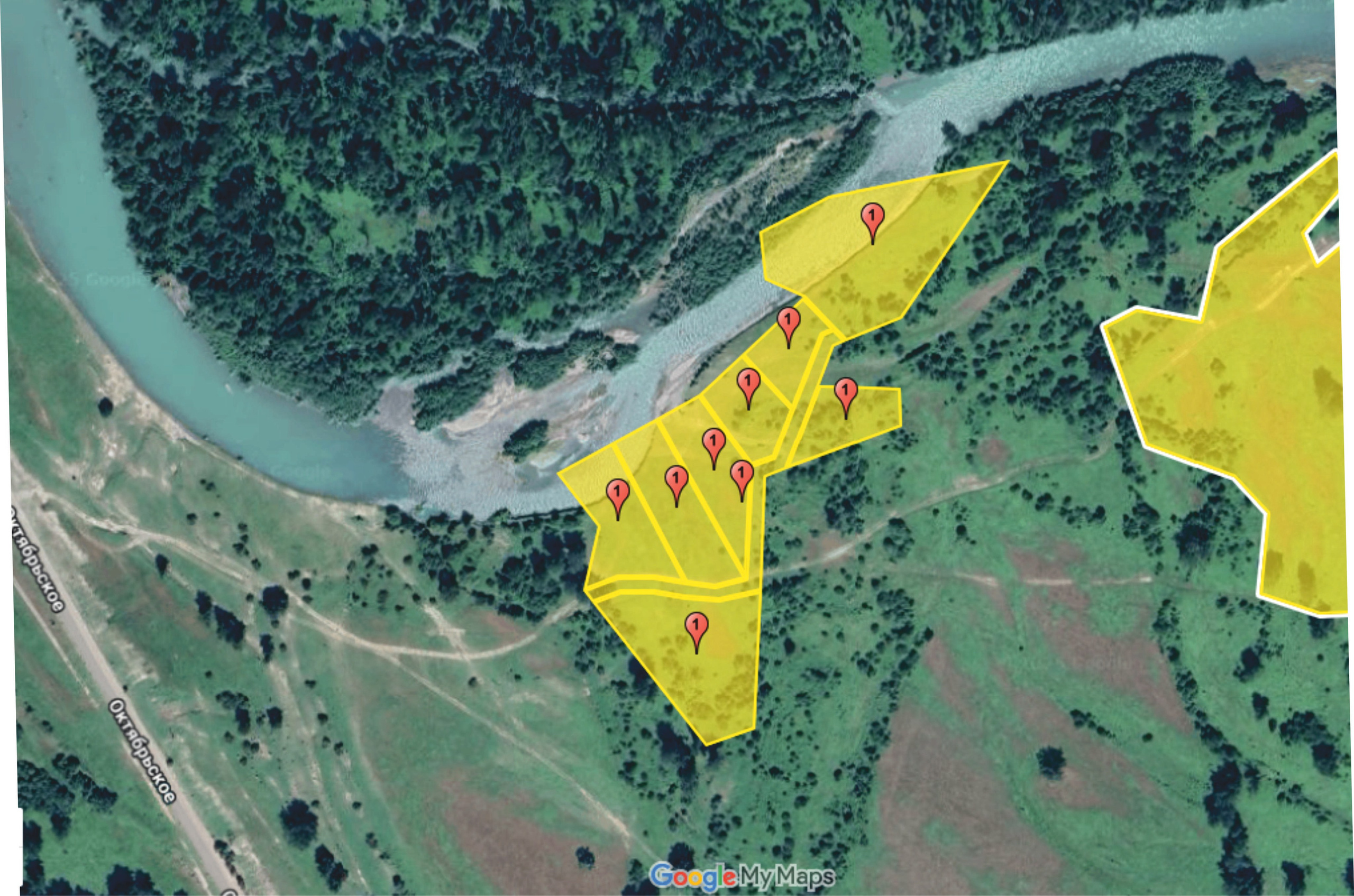 Верх.Уймон. Берег реки Окол. Банк земельных участков Алтая
