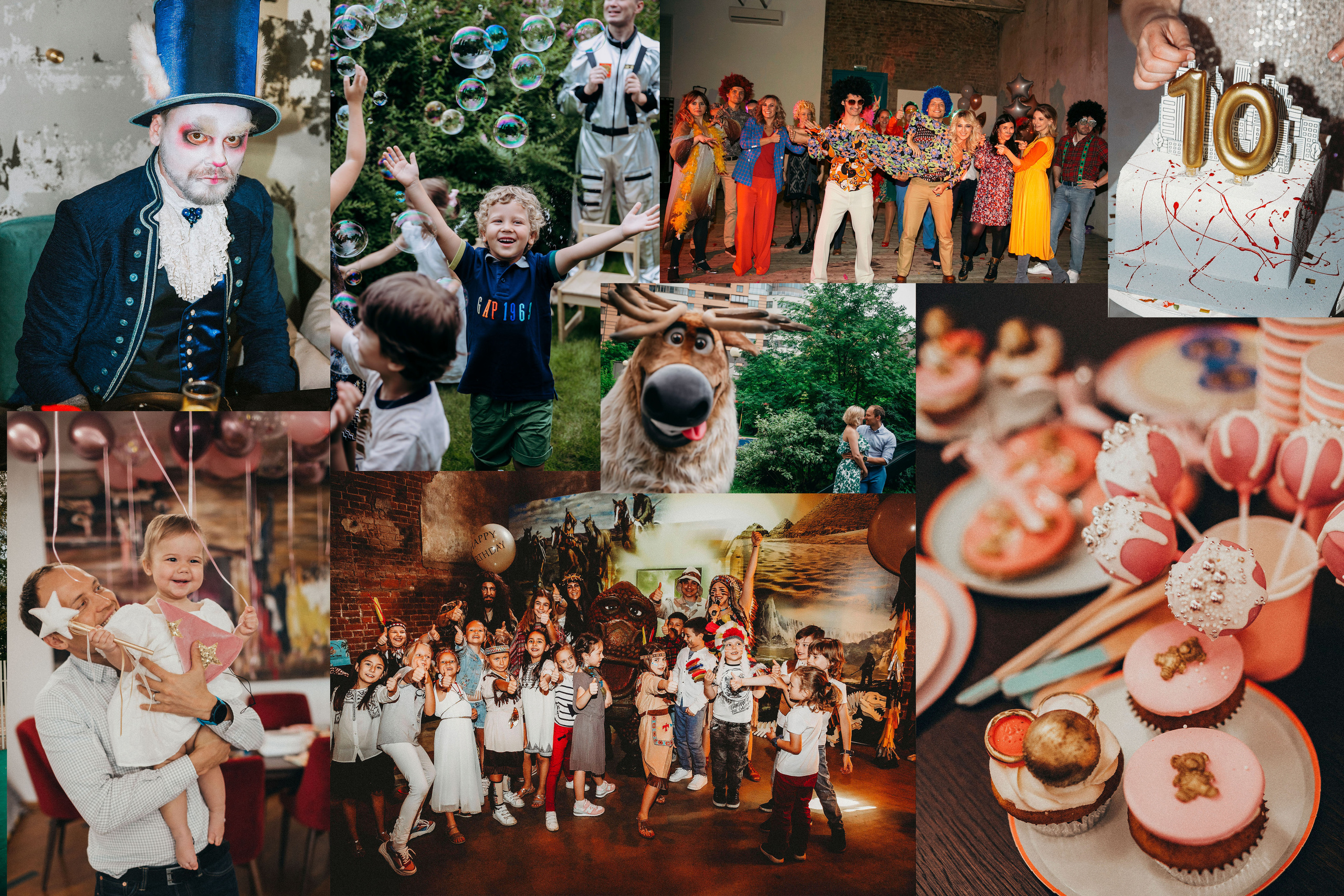 Красивый маленький мальчик отмечает свое День Рождения в кругу своей семьи и фотографируется