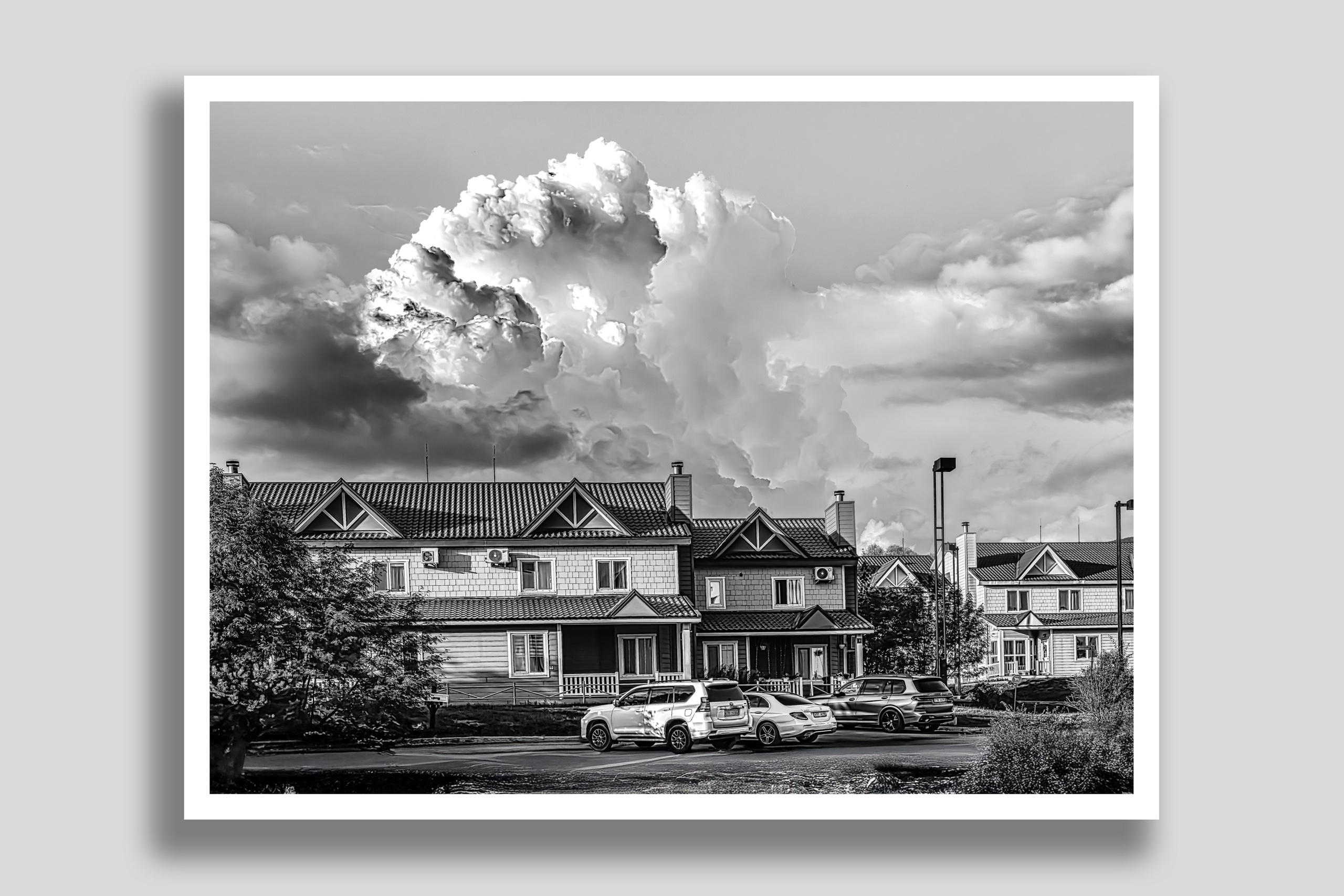 Черно-Белая Ч/Б коттедж домик деревня архитектура земляничные холмы