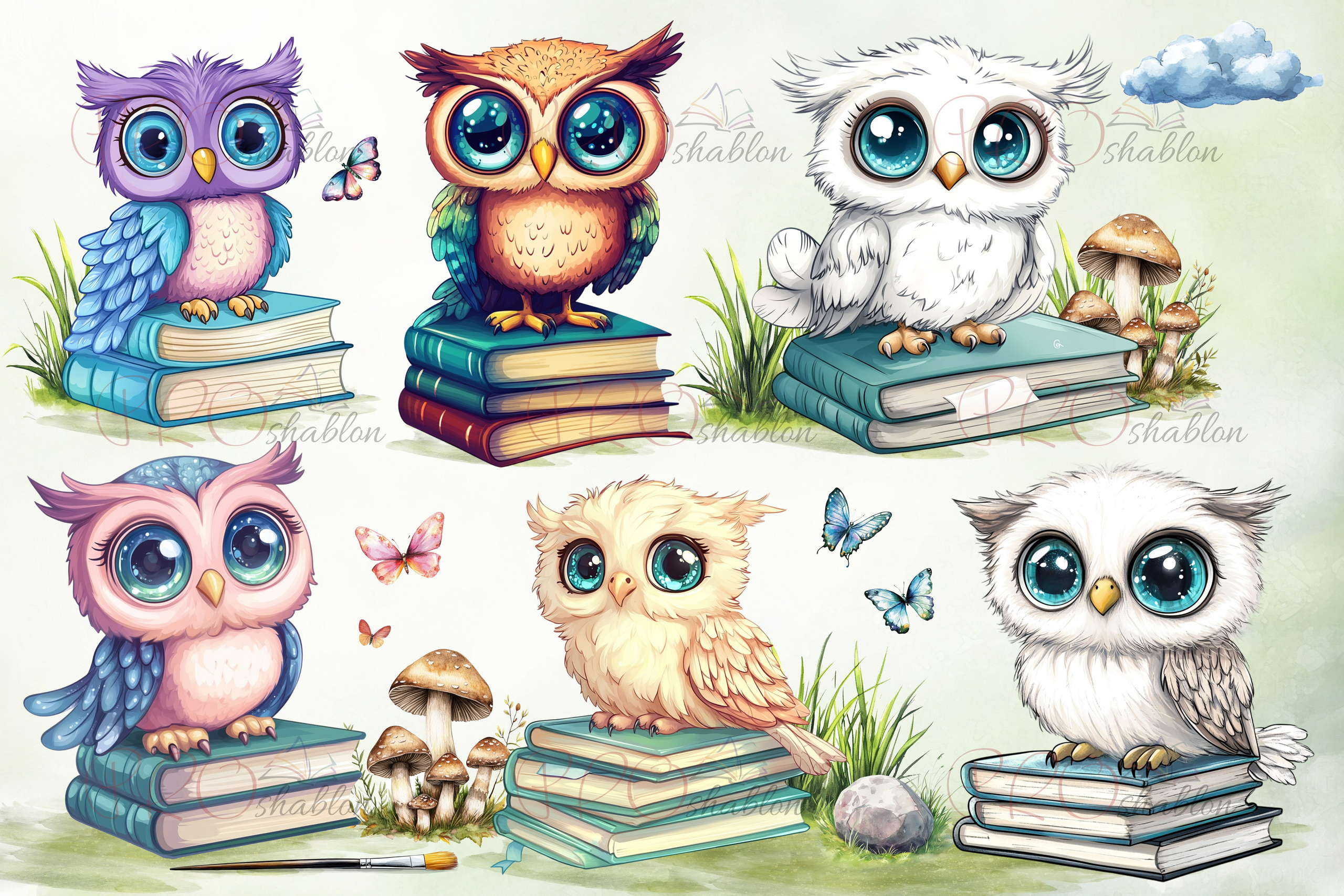 Бесплатные PSD листы с Совушками. Шаблоны и дизайны выпускных альбомов и фотокниг