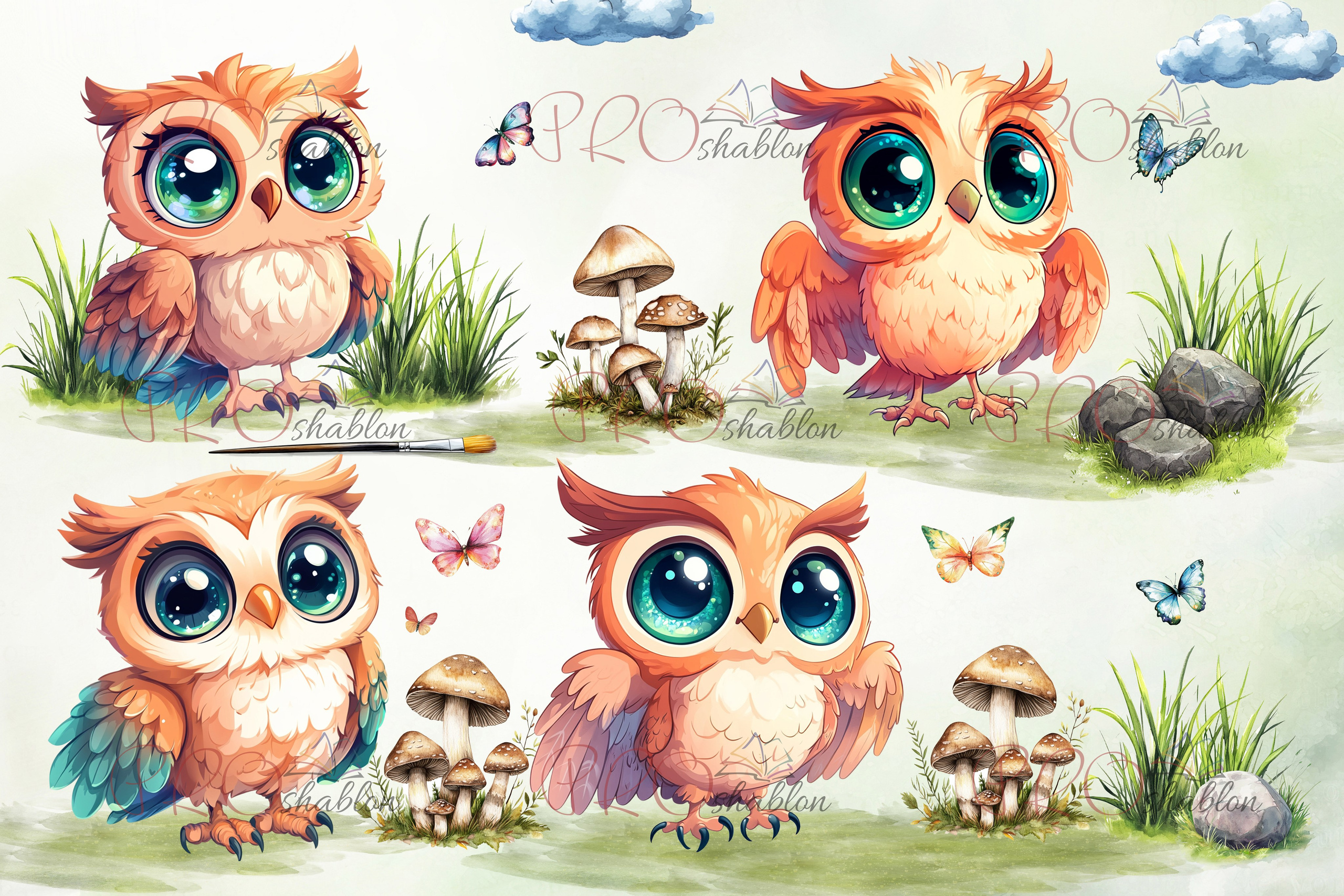 Бесплатные PSD листы с Совушками. Шаблоны и дизайны выпускных альбомов и фотокниг