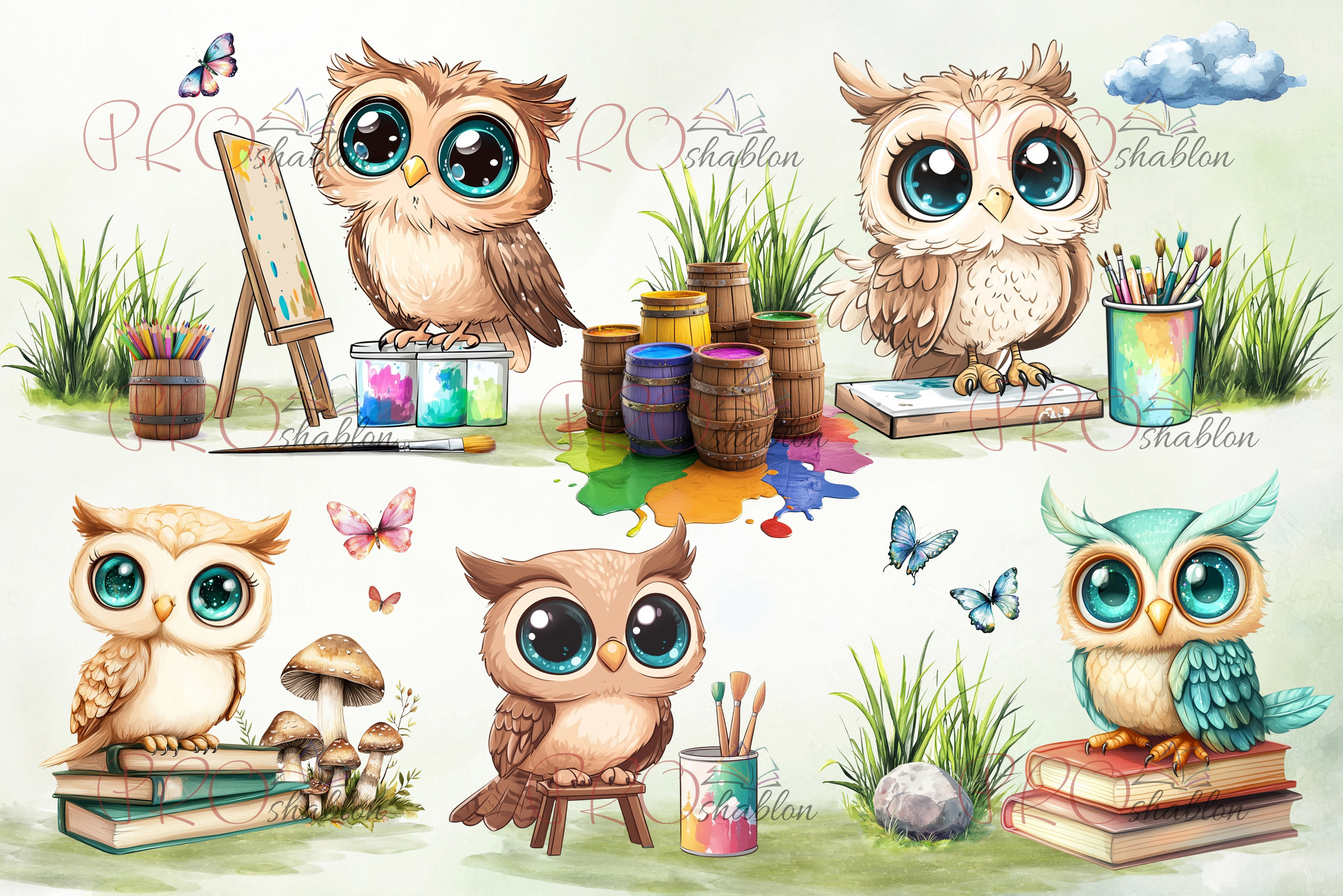 Бесплатные PSD листы с Совушками. Шаблоны и дизайны выпускных альбомов и фотокниг