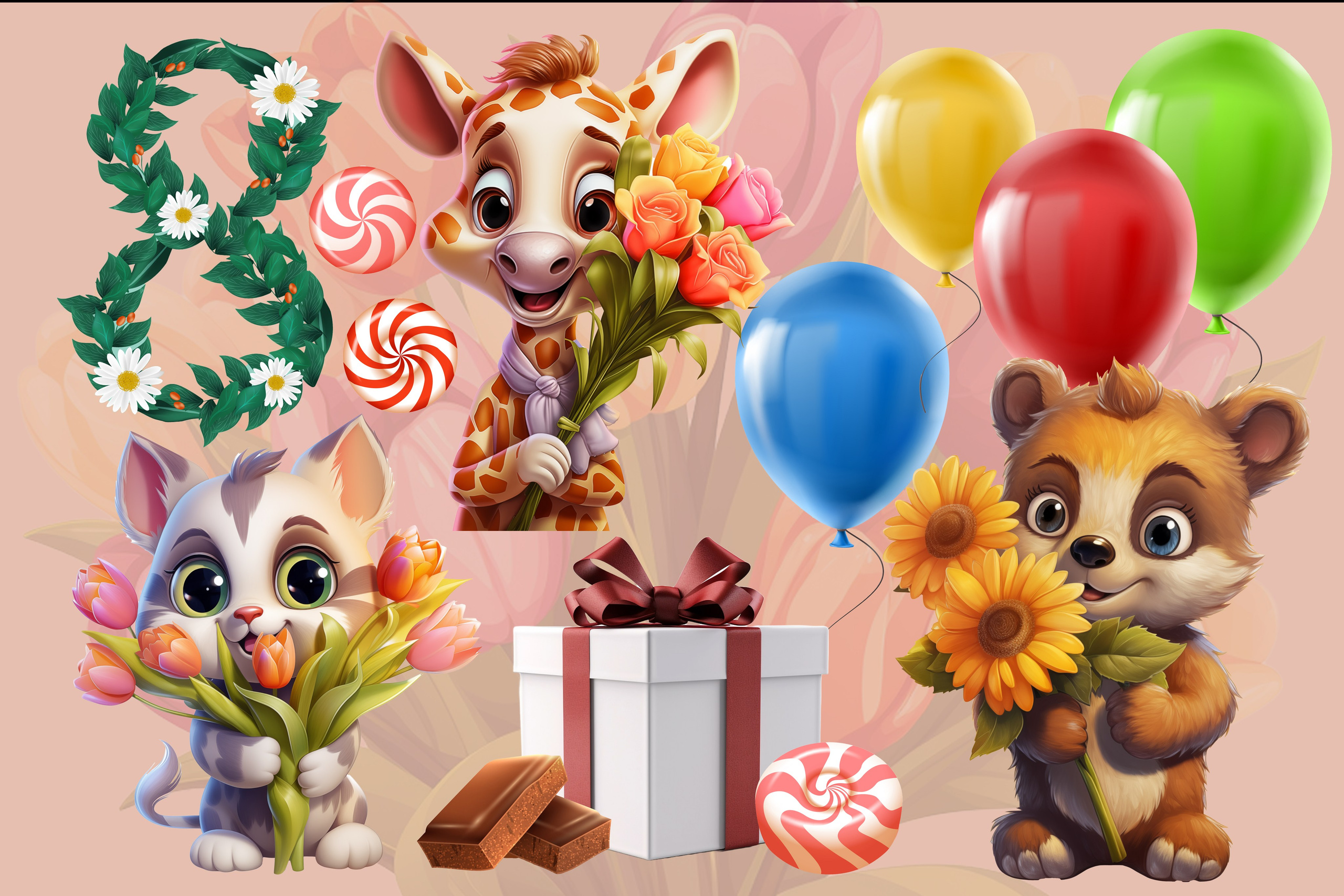 Бесплатный набор к 8му марта. Шаблоны и дизайны выпускных альбомов и фотокниг