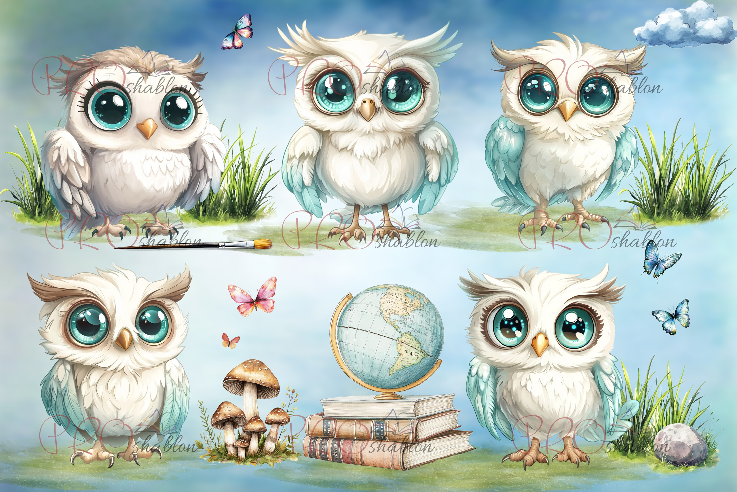 Бесплатные PSD листы с Совушками. Шаблоны и дизайны выпускных альбомов и фотокниг