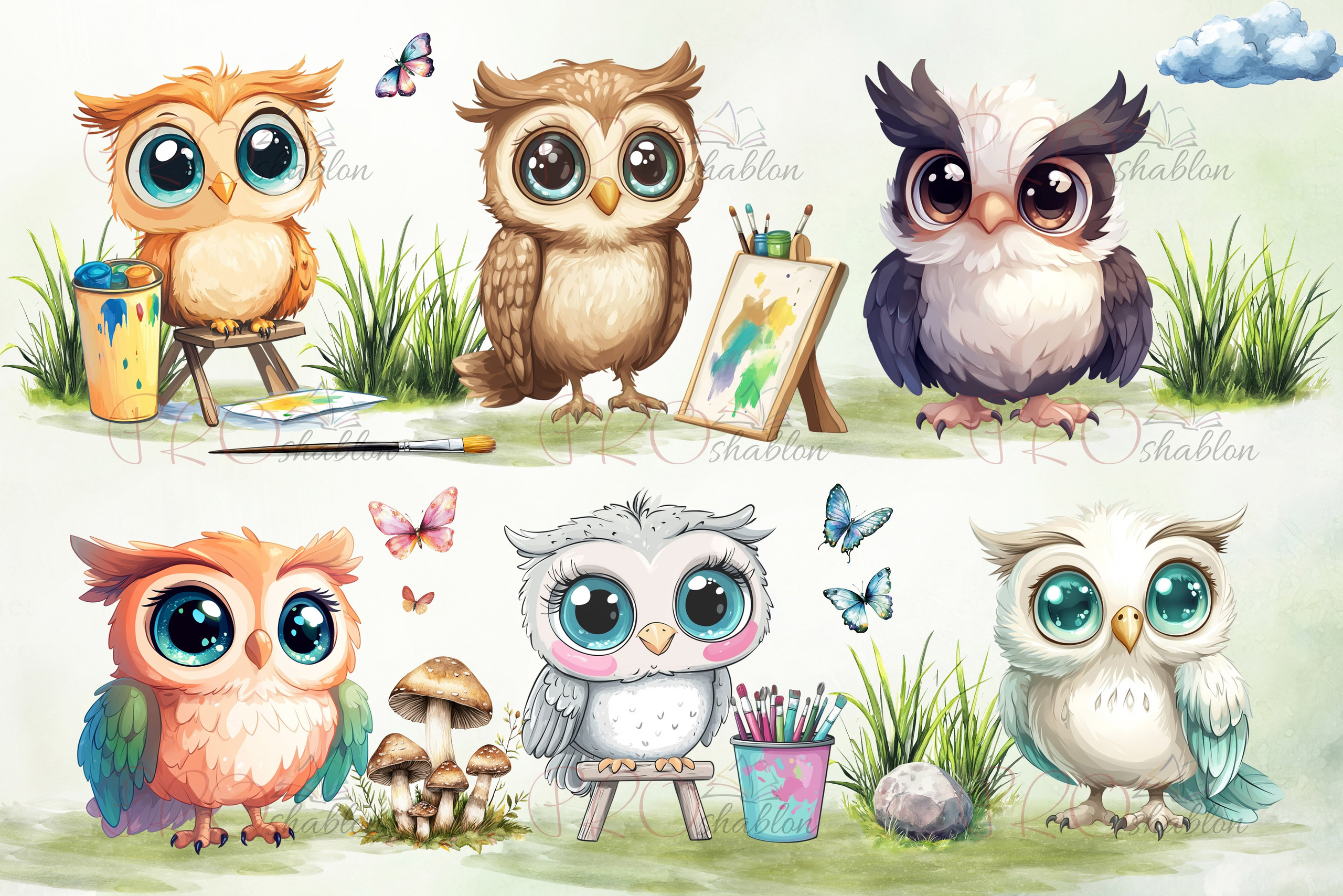 Бесплатные PSD листы с Совушками. Шаблоны и дизайны выпускных альбомов и фотокниг