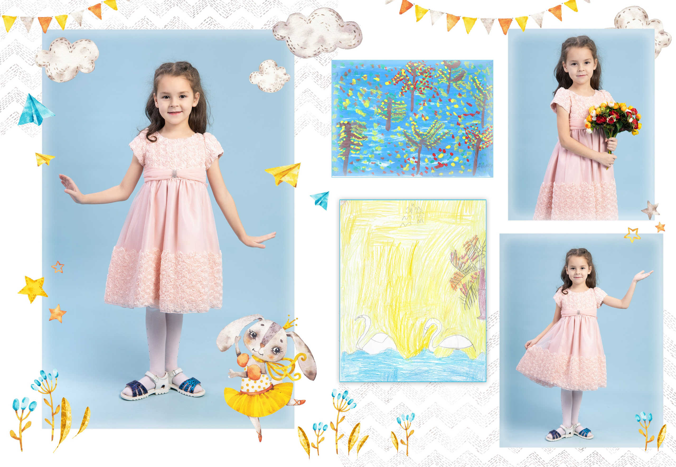 Образ выпускника д/с для съемки на голубом фоне. Выпускные альбомы в Москве и Подмосковье