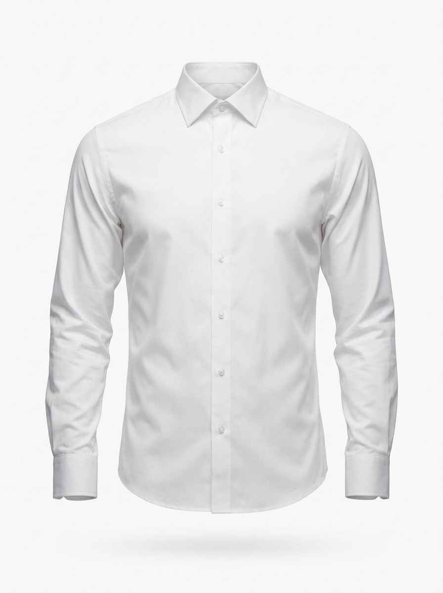 Съёмка белой мужской рубашки на невидимом манекене для маркетплейса