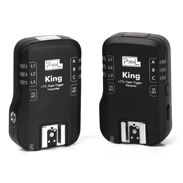 Pixel King, i-TTL HSS комплект радиосинхронизаторов, трансмиттер и 2 ресивера