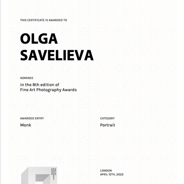 Дипломы. Савельева Ольга фотохудожник-портретист Москва