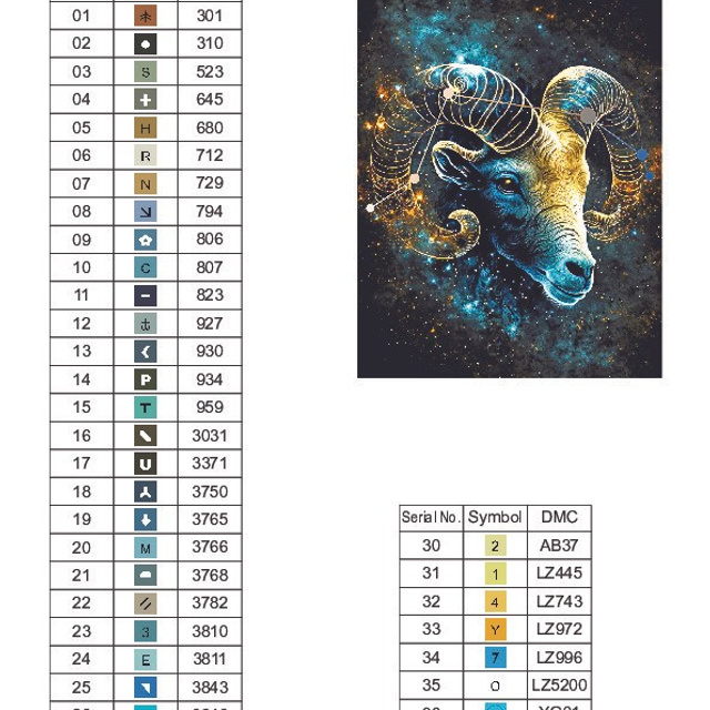 Цветовые карты старые символы. Алмазная мозаика CVL