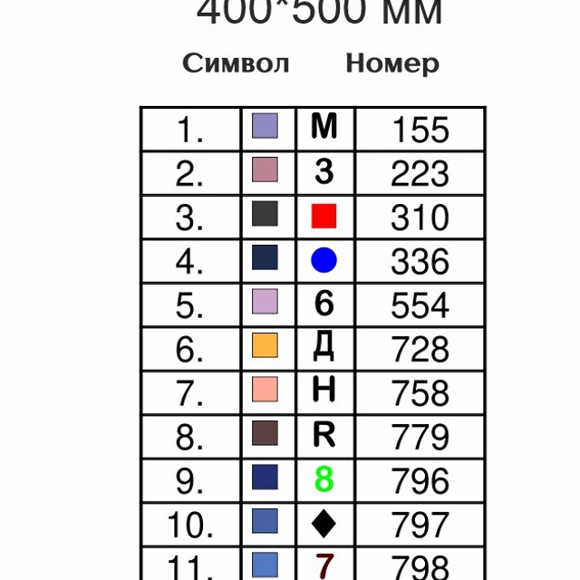 Цветовые карты квадратные стразы. Алмазная мозаика CVL