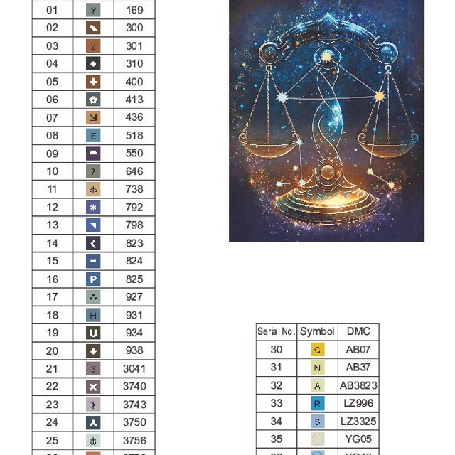 Цветовые карты старые символы. Алмазная мозаика CVL