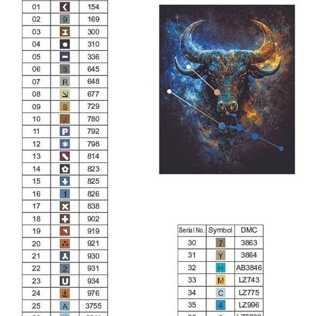 Цветовые карты старые символы. Алмазная мозаика CVL