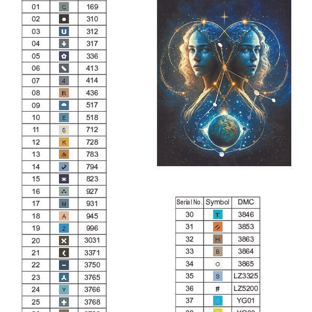 Цветовые карты старые символы. Алмазная мозаика CVL