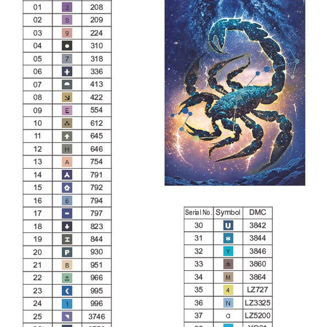 Цветовые карты старые символы. Алмазная мозаика CVL