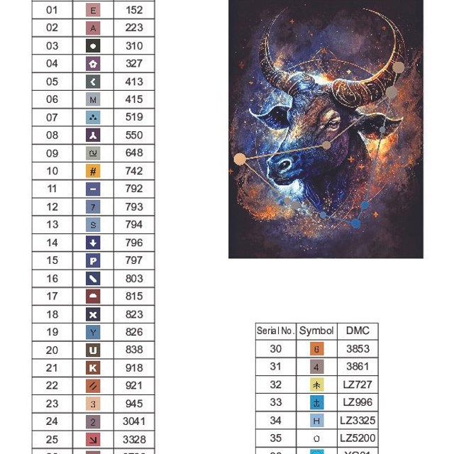 Цветовые карты старые символы. Алмазная мозаика CVL