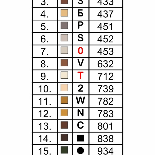 Цветовые карты квадратные стразы. Алмазная мозаика CVL
