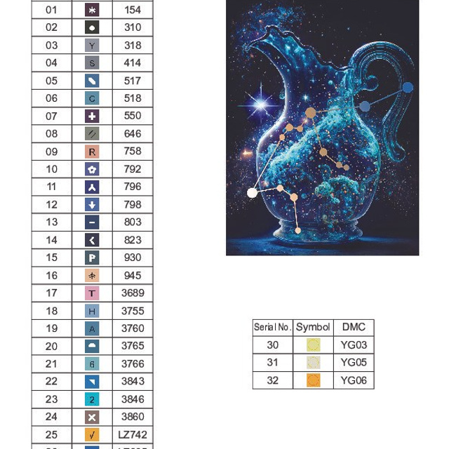 Цветовые карты старые символы. Алмазная мозаика CVL