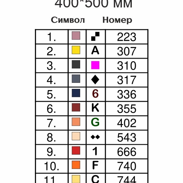 Цветовые карты квадратные стразы. Алмазная мозаика CVL