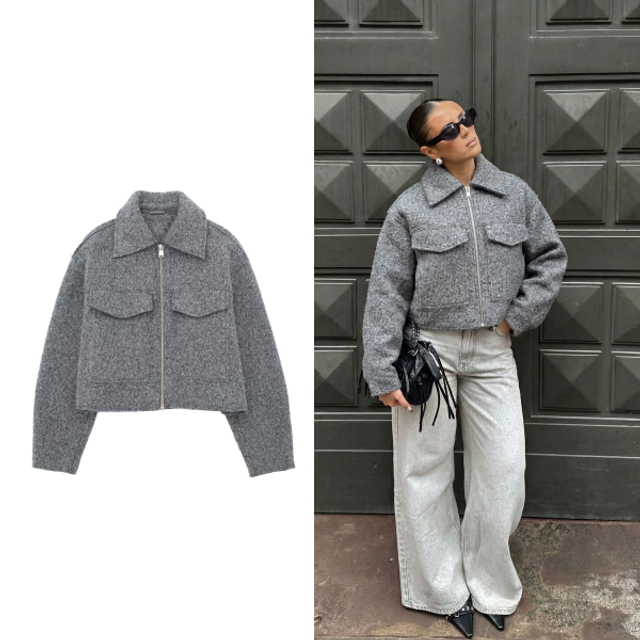 Фотосессия серая куртка