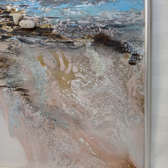 Интерьерная картина с деревом, морем, золотом и серебром. Купить premium art, интерьерные картины в интернет-магазине MONA